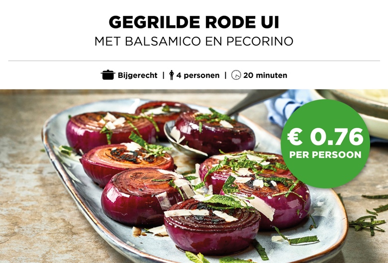 Gegrilde rode ui met balsamico en pecorino