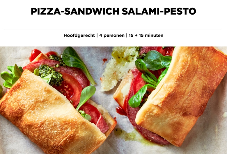 Pizza-sandwich salami-pesto