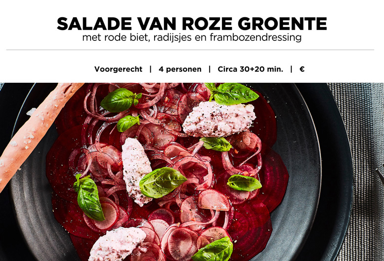 Salade van roze groente
