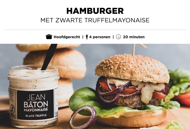 Hamburger met zwarte truffel mayonaise