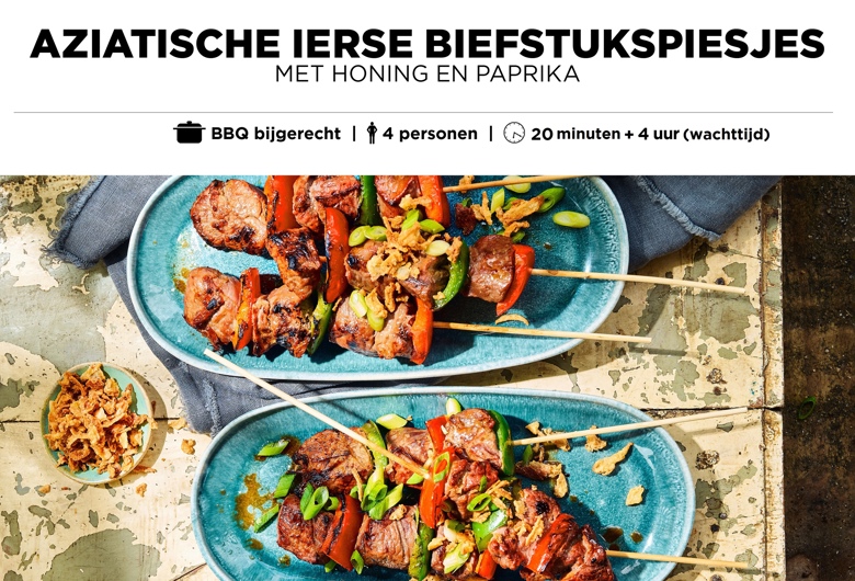 Aziatische Ierse biefstukspiesjes