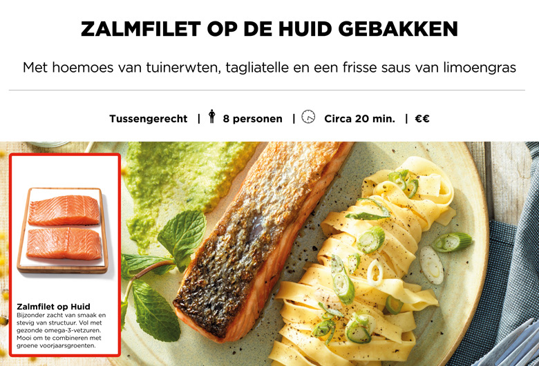 Zalmfilet op de huid gebakken
