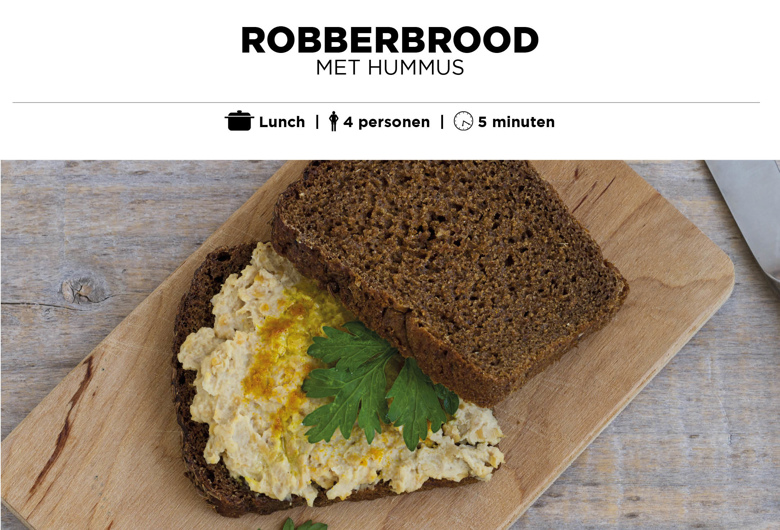Robberbrood met hummus en restjes groenten