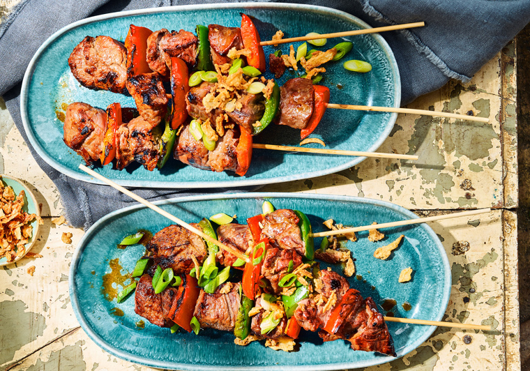 Aziatische Ierse biefstukspiesjes