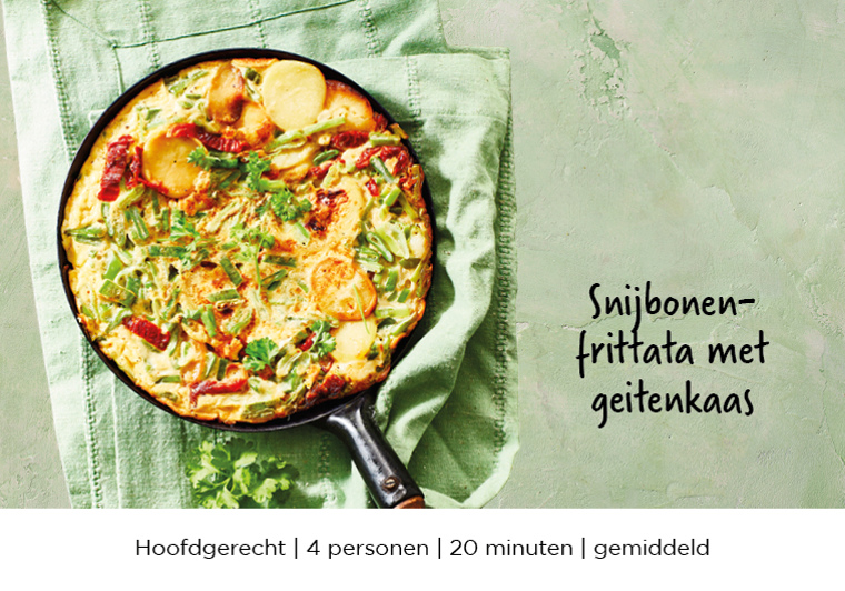 Snijbonen-frittata met geitenkaas