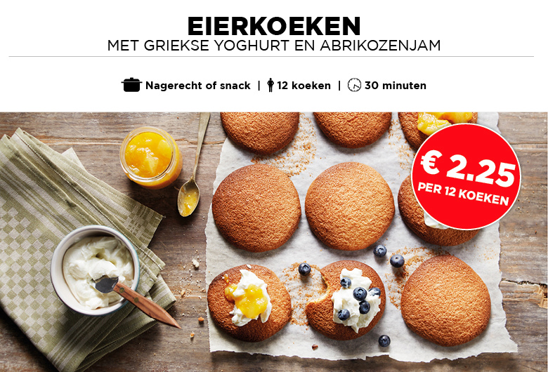 EIERKOEKEN MET GRIEKSE YOGHURT EN ABRIKOZENJAM