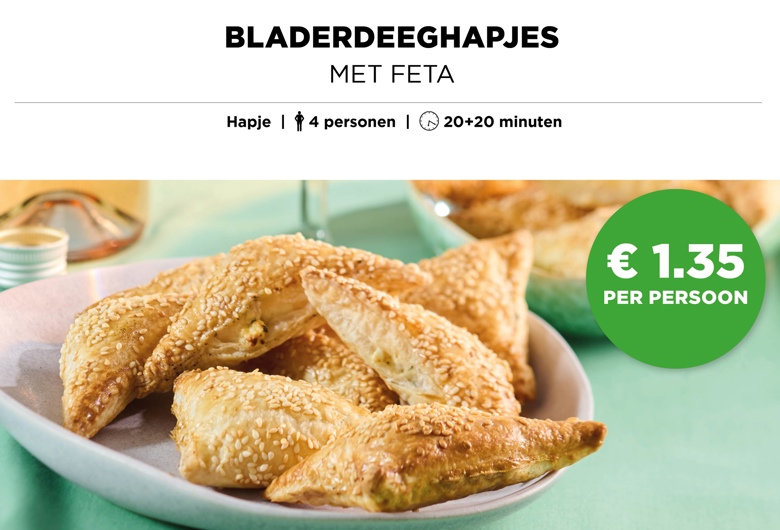 Bladerdeeghapjes met feta