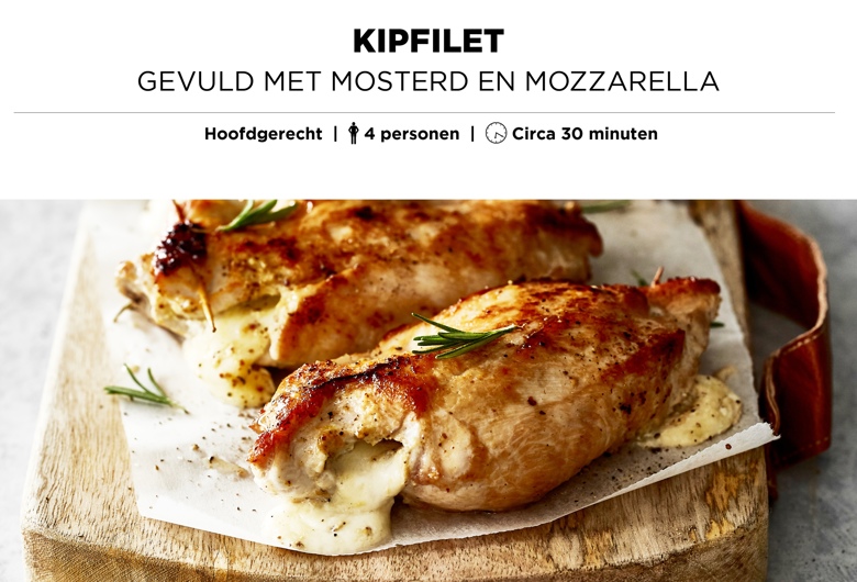 Kipfilet gevuld met mosterd en mozzarella