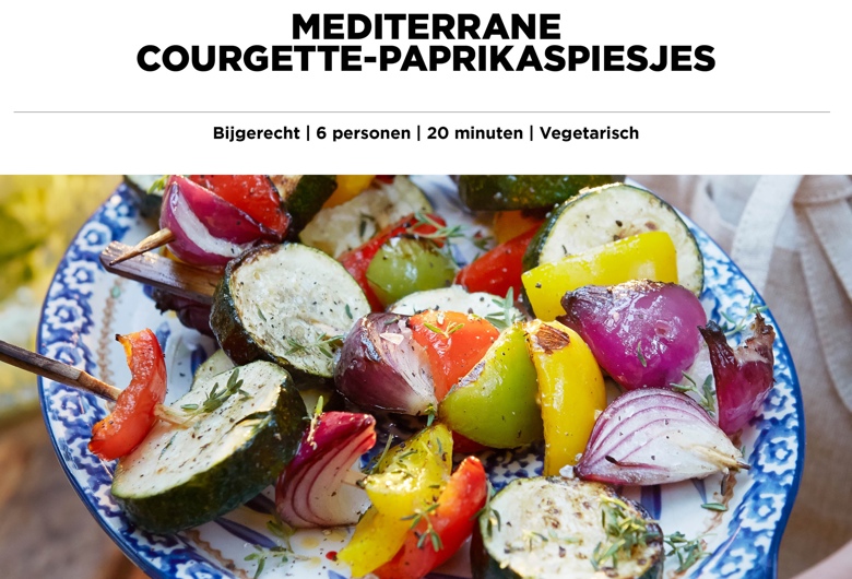 Mediterrane courgette-paprikaspiesjes