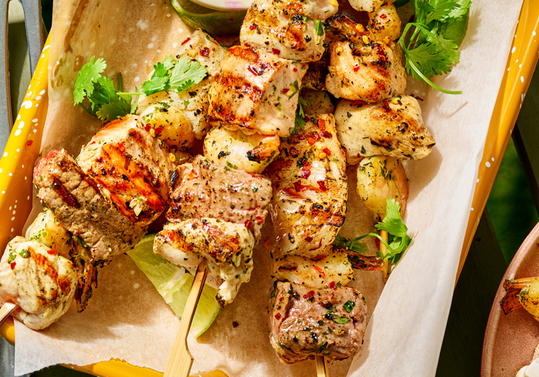 Surf en turf spiesjes