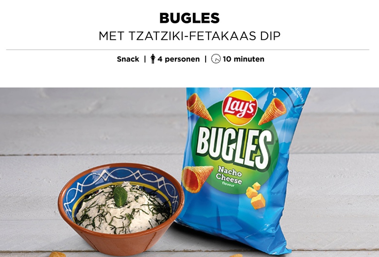 Bugles met tzatziki-fetakaas dip