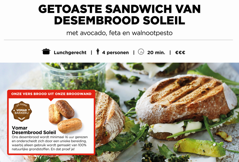 Getoaste sandwich van desembrood soleil