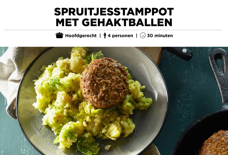Spruitjesstamppot met gehaktballen