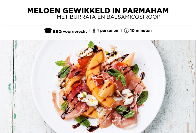 Meloen gewikkeld in ham