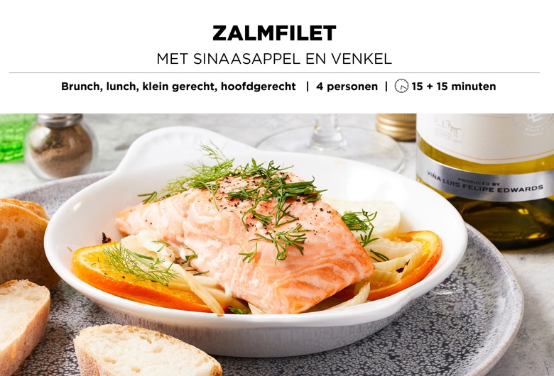 Zalmfilet met sinaasappel en venkel