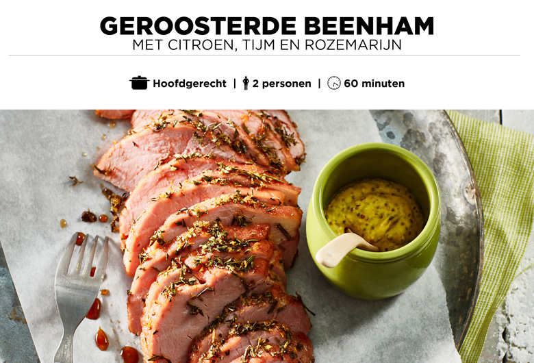 Geroosterde beenham met citroen, tijm en rozemarijn