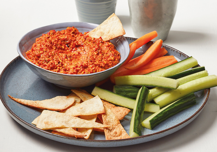 Snackgroenten en tortillapunten
