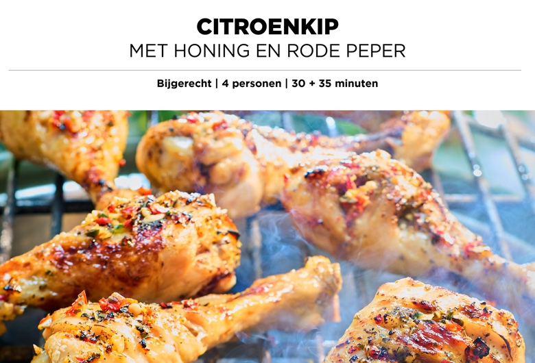 Citroenkip met honing en rode peper