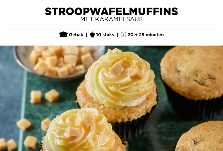 Stroopwafelmuffins met karamelsaus