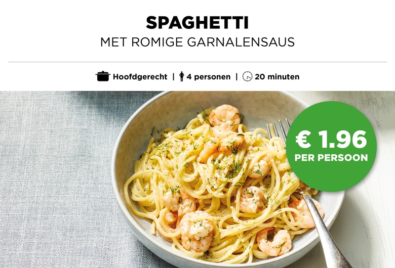 Spaghetti met romige garnalensaus