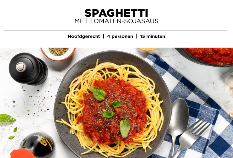 Spaghetti met tomaten sojasaus