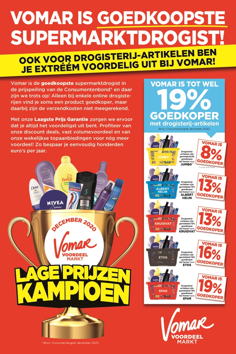 Vomar is de goedkoopste supermarktdrogist!