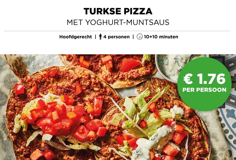 Turkse pizza met yoghurt-muntsaus
