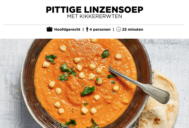 Pittige linzensoep met kikkererwten