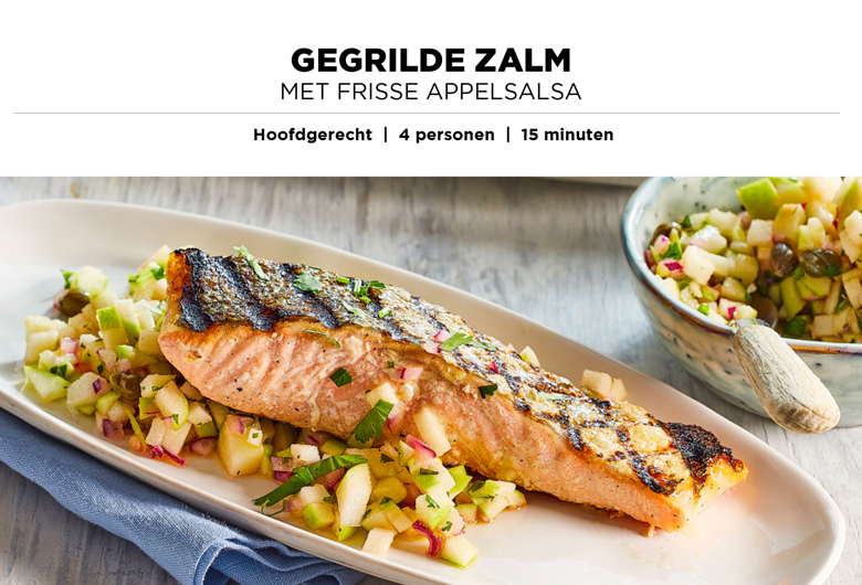 Gegrilde zalm met frisse appelsalsa