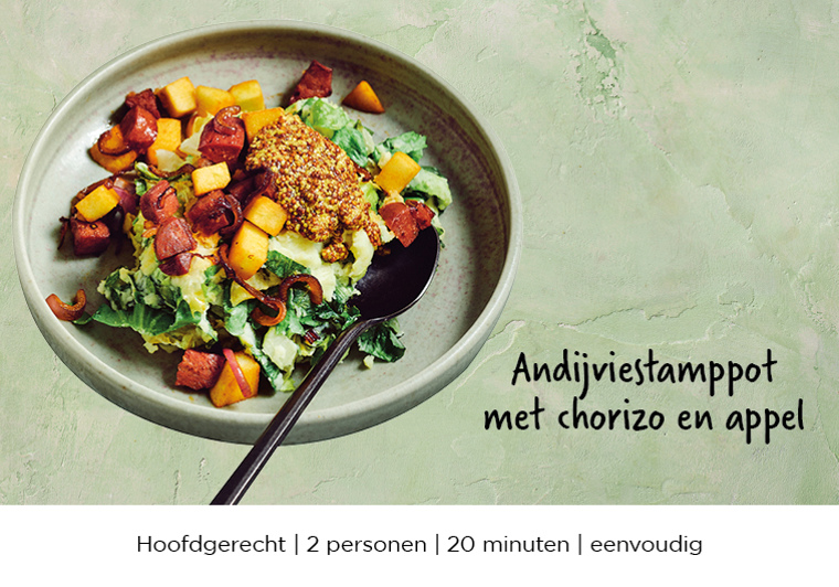 Andijviestamppot met chorizo en appel