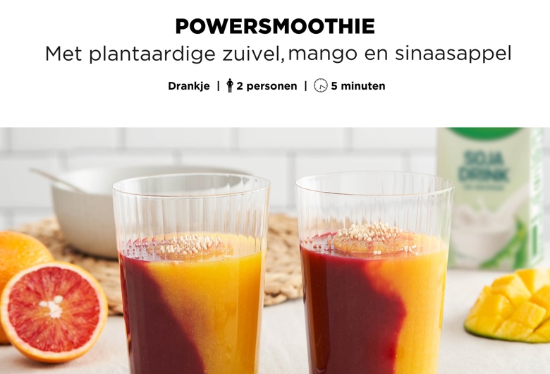 Powersmoothie met mango, sinaasappel en rode biet