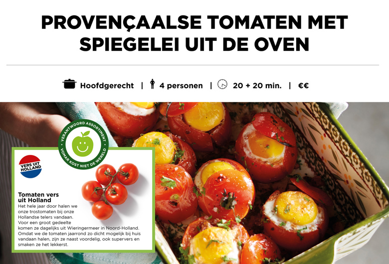 Provençaalse tomaten met spiegelei uit de oven