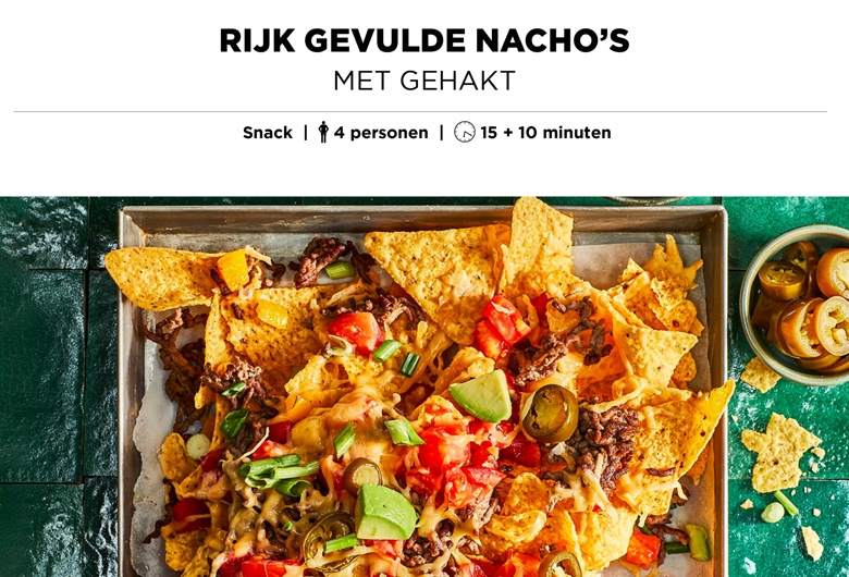 Rijk gevulde nacho's met gehakt