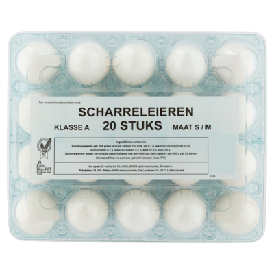 Scharrelei Wit S M - 20 stuks