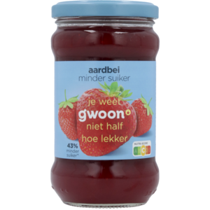 G'woon Aardbeien Jam Minder Suiker - 320 gram